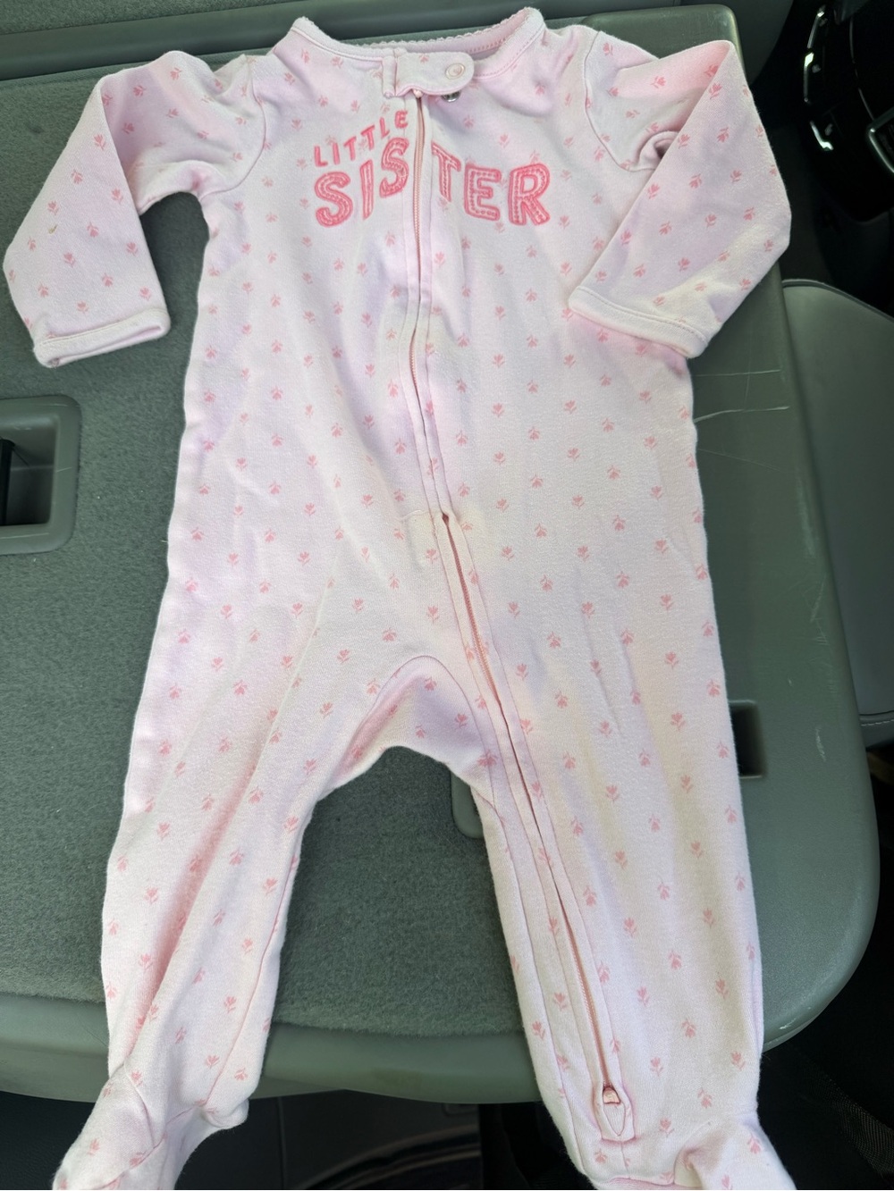 Carters Little Sister Pink Baby One-Piece Footed Sleeper 6-9 Months